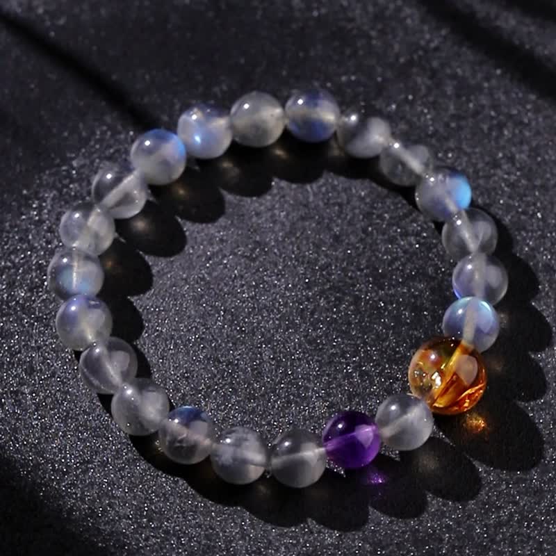 月光石 / 紫水晶 / 招财黄水晶 / 水晶手链 - 手链/手环 - 水晶 多色
