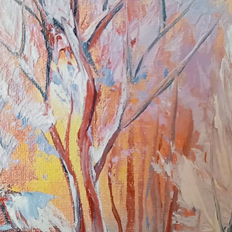 冬季风景画原创艺术风景油画 6*8 英寸 - 海报/装饰画/版画 - 其他材质 黄色