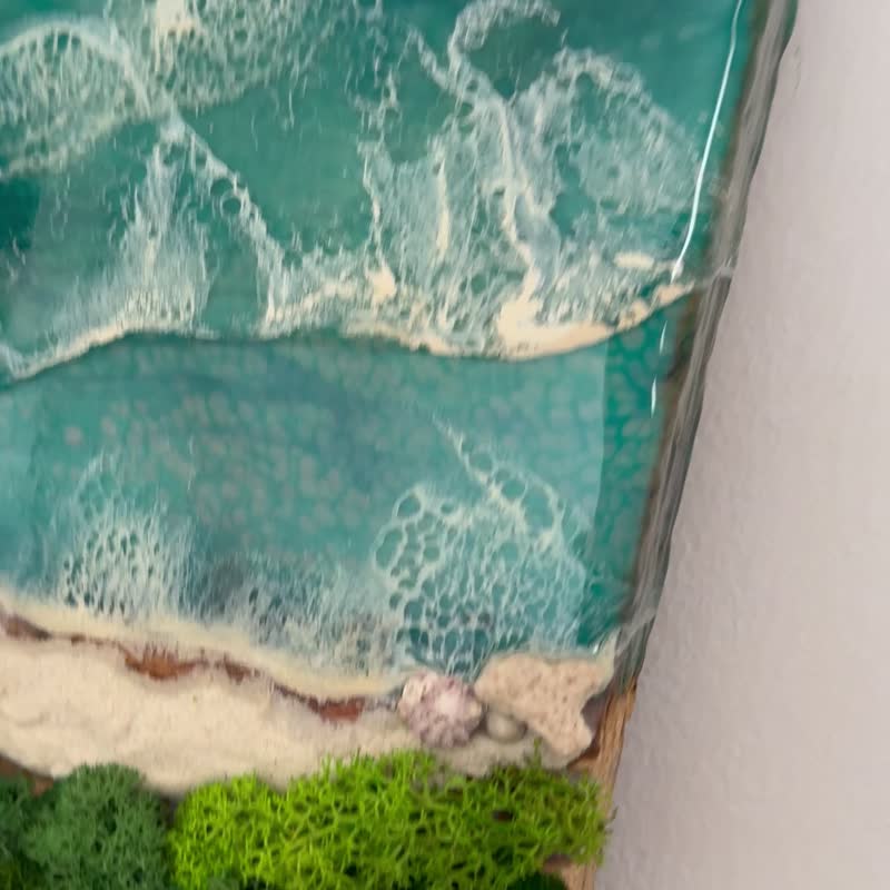 蓝色海洋树脂艺术木 树脂壁 海浪墙装饰是海滩主题树脂活边 - 墙贴/壁贴 - 树脂 蓝色