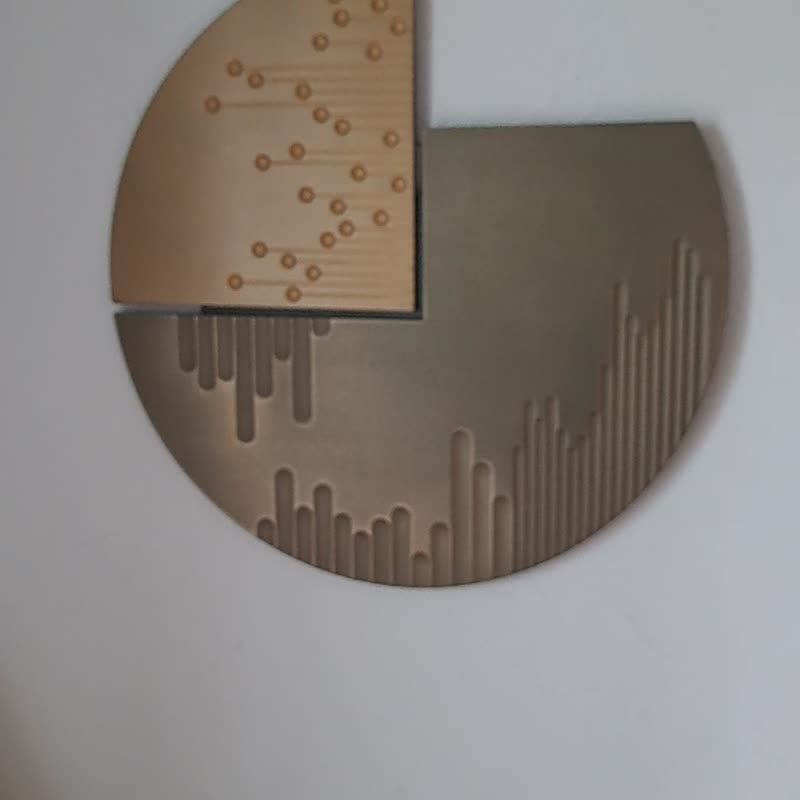 抽象金属墙体雕塑、几何艺术、几何墙体艺术、液态金属 - 墙贴/壁贴 - 木头 咖啡色