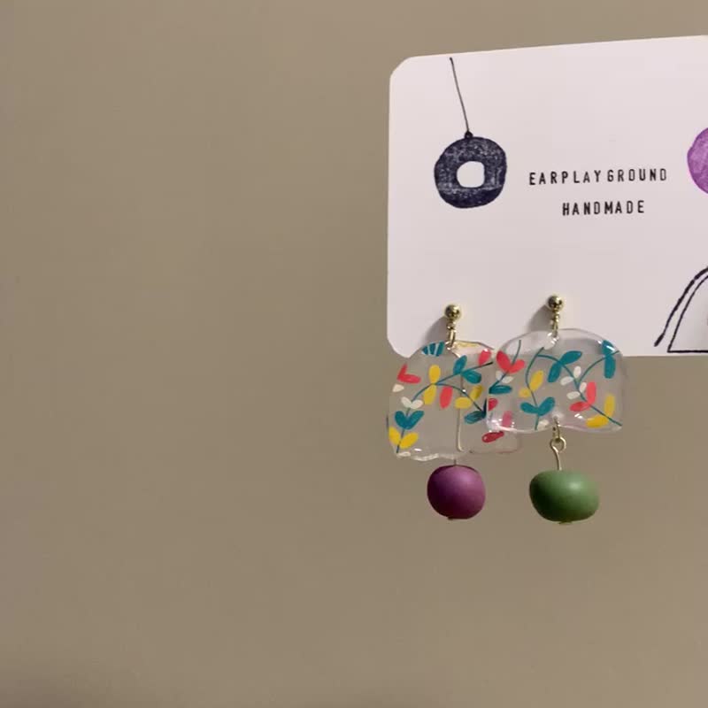 藤林物语 - 耳环/耳夹 - 树脂 多色