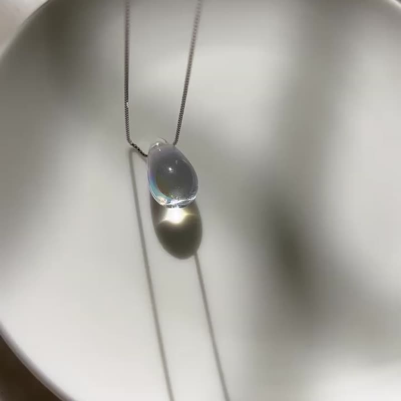 水滴形捷克水晶 纯银项链 / 好运、幸运、礼物 - 项链 - 纯银 多色