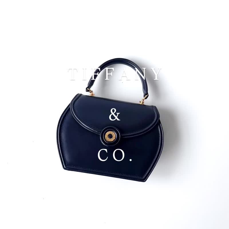 TIFFANY & CO.黑蓝色滑面真皮二用迷你包F1 vintage - 侧背包/斜挎包 - 真皮 