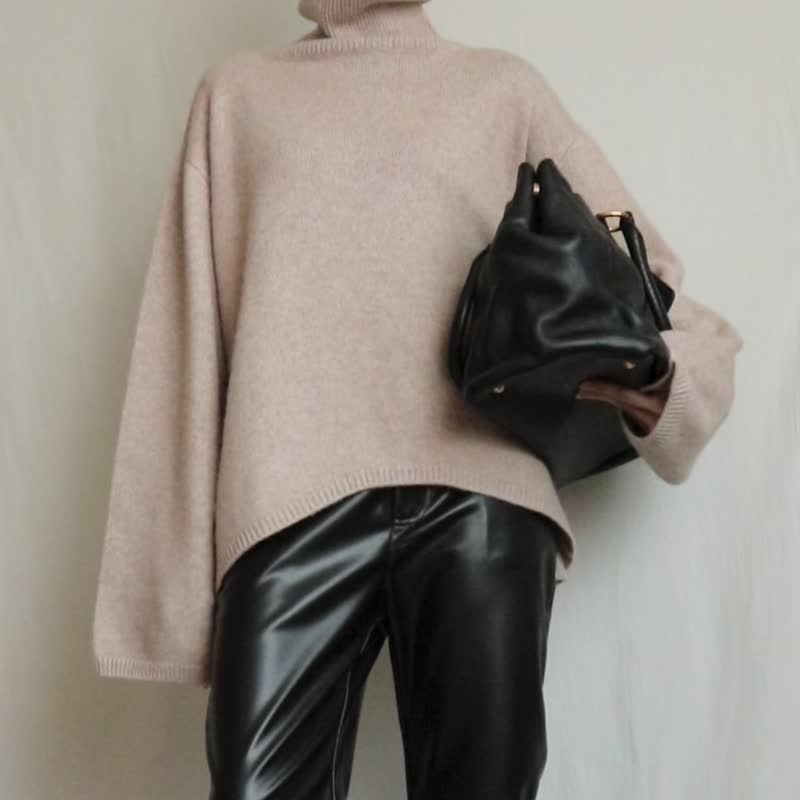 Liv Sweater - 落肩Oversize喀什米尔羊毛毛衣 燕麦沙色 - 女装针织衫/毛衣 - 羊毛 