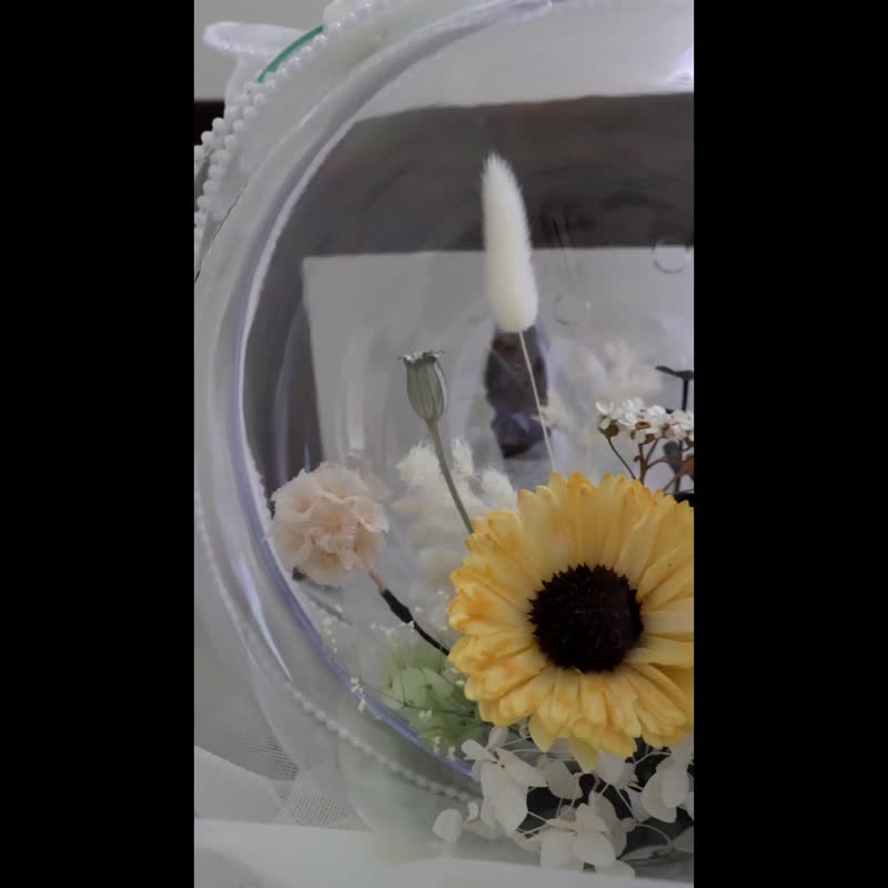 毕业花束_Tiffany 蓝小熊波波球抱抱桶永生花束 - 干燥花/捧花 - 植物．花 