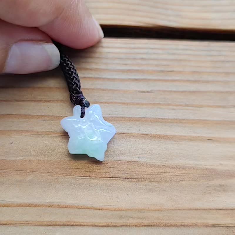 亲翠 天然翡翠 冰蓝紫飘花枫叶调整式绳链 - 项链 - 玉石 多色