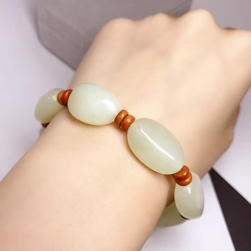 和阗玉手链 | 天然A货翡翠 | 送礼 - 手链/手环 - 玉石 绿色