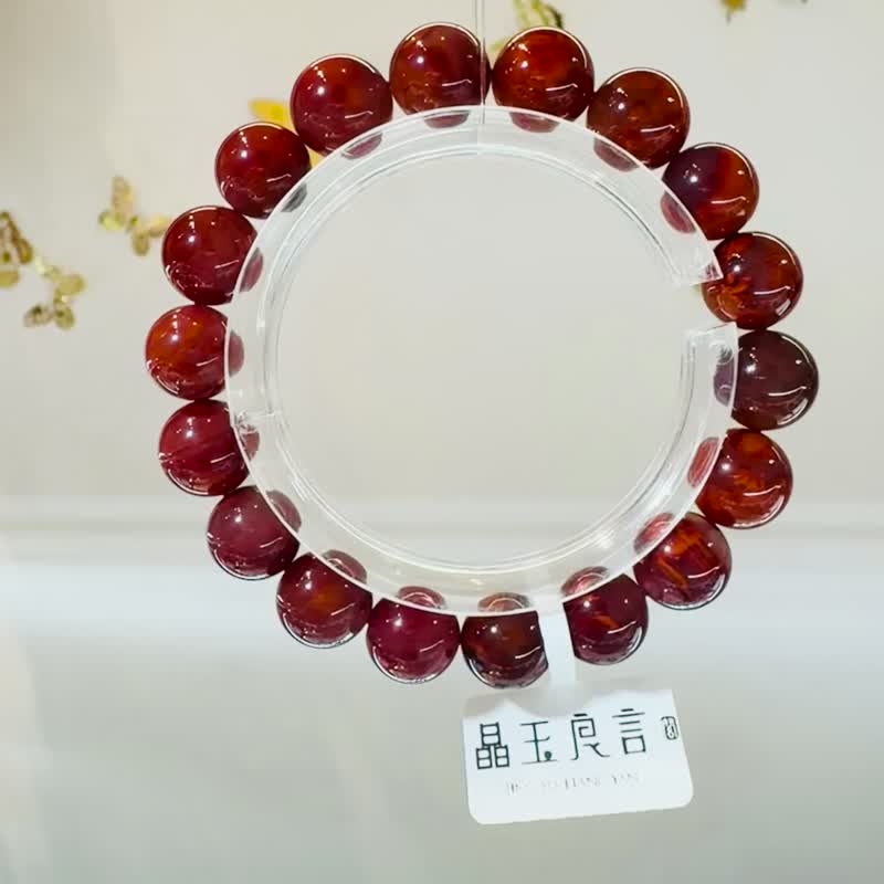 小精品火焰南红11-11.5mm37.18g护身保平安避邪气血循环提升睡眠 - 手链/手环 - 水晶 红色