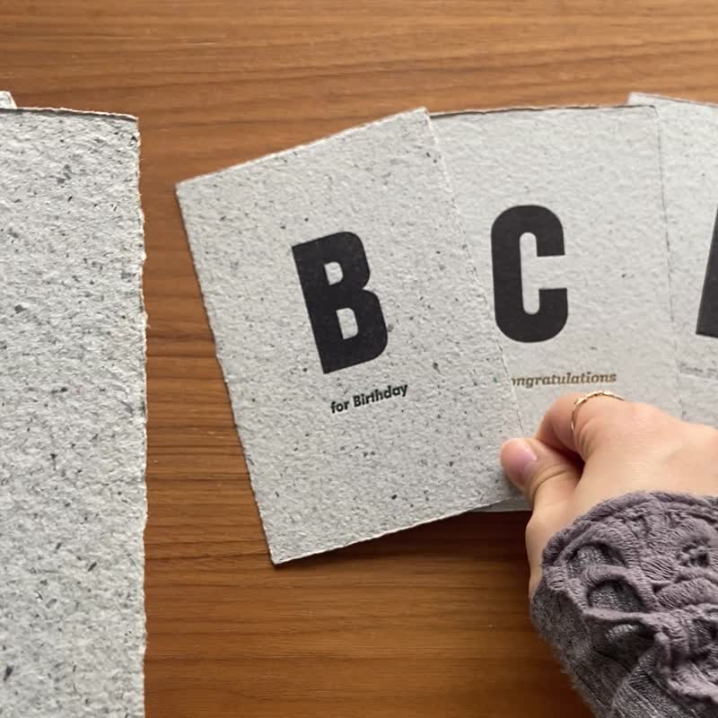 B 与 S 组合 木质字体问候卡 Wooden Type Card 平版印刷 - 卡片/明信片 - 纸 黑色