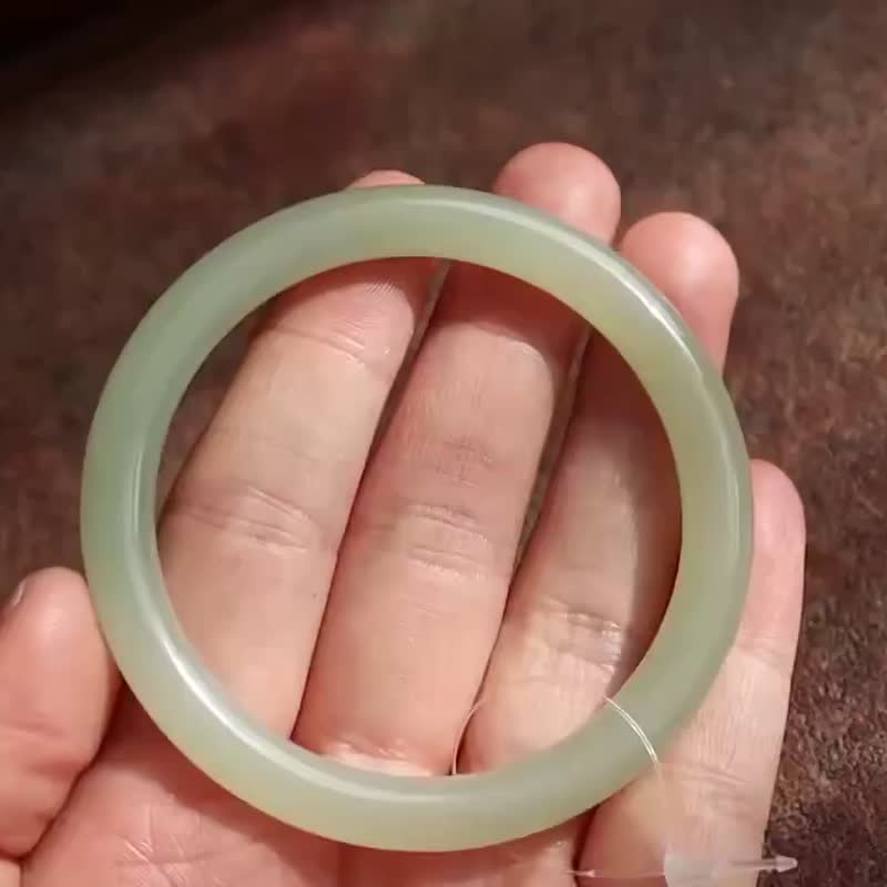 天然晴水和田玉美人条手镯 冰底晴水料 56圈口 附证书 - 手链/手环 - 玉石 