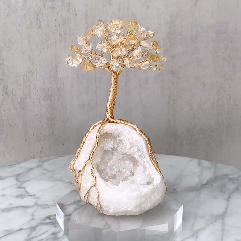 聚宝盆水晶树 // 黄水晶 白晶洞 // 招财 丰盛 // 赠底座 - 摆饰 - 水晶 金色