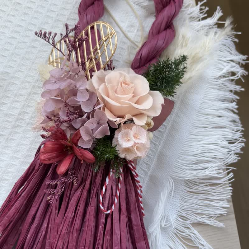 新春开运祈福注连绳 日式注连绳 永生花 新年花礼 附提袋 - 墙贴/壁贴 - 植物．花 多色