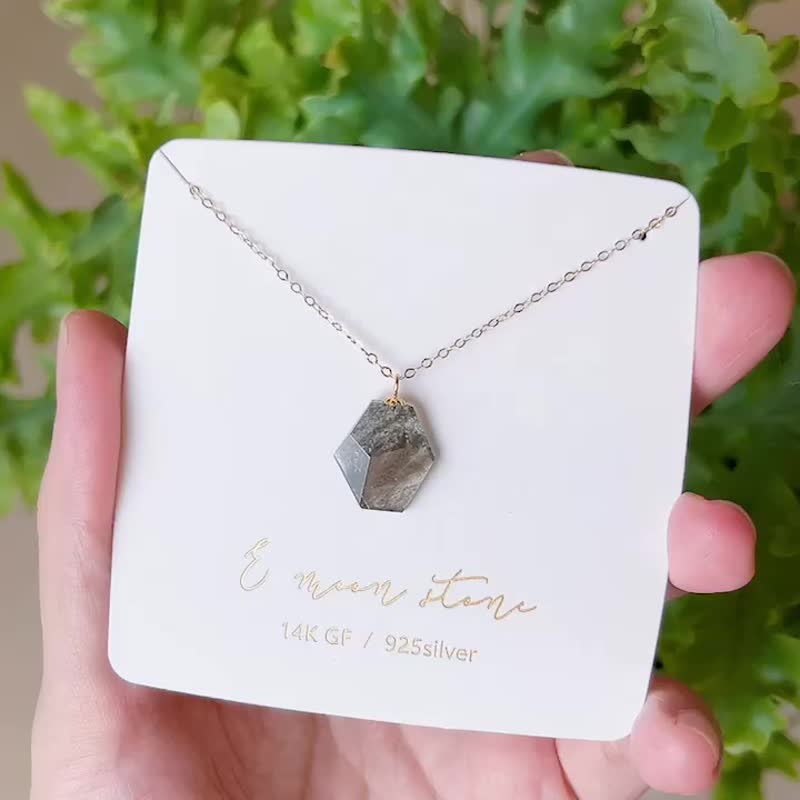 黑爆闪金属光闪片 天然海蓝宝石 多切面不规则项链 - 项链 - 水晶 黑色