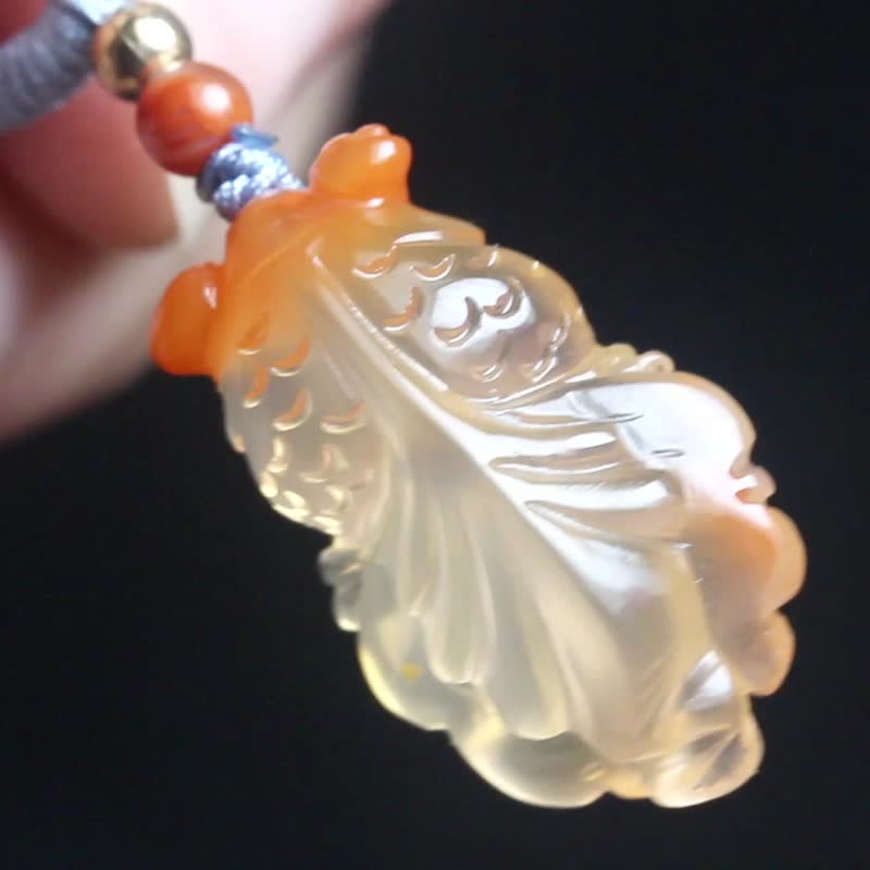 【小金鱼】天然南红玛瑙小吊坠/生动可爱玉坠挂件/寓意金玉满堂 - 项链 - 玉石 红色