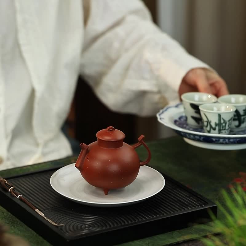 原矿朱泥 天元鼎   人系列  非遗紫砂壶 解构主义个性茶器150cc - 茶具/茶杯 - 陶 红色