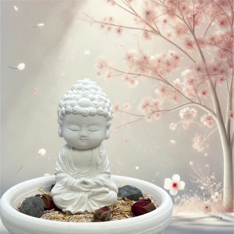 禅风设计 佛艺新美学 精油香氛扩香 净念吉祥小佛之培德中盘套组 - 香薰/精油/线香 - 水泥 白色