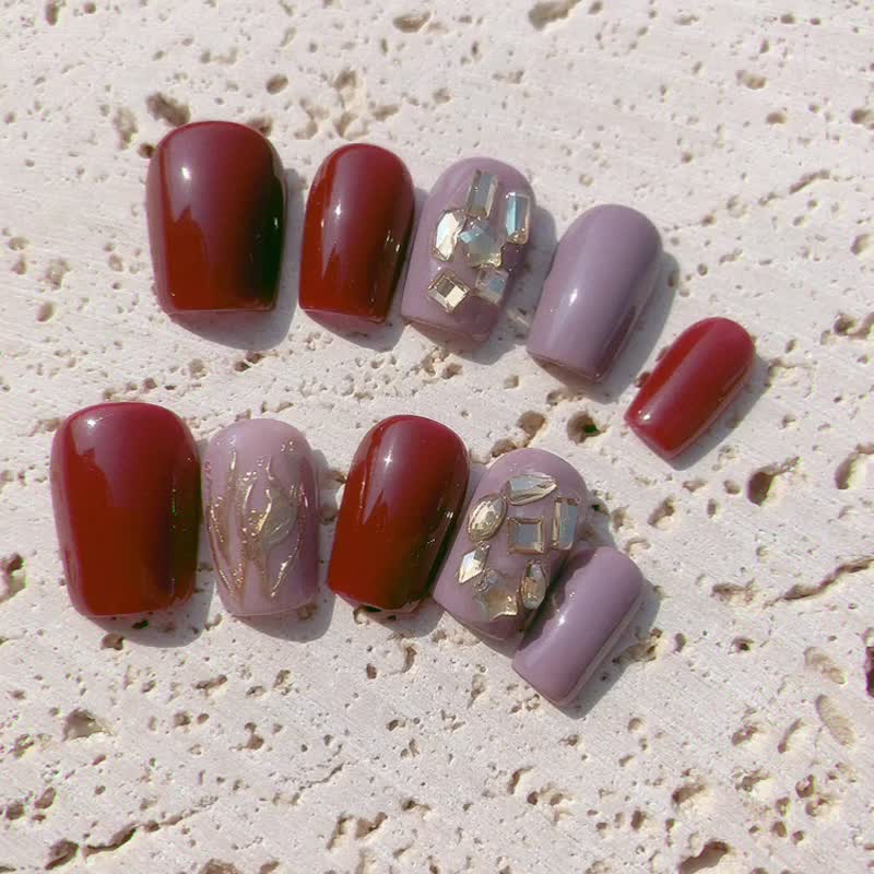 红酒 手工美甲 手绘穿戴甲 Nail arts/Press on nails - 其他 - 其他材质 红色