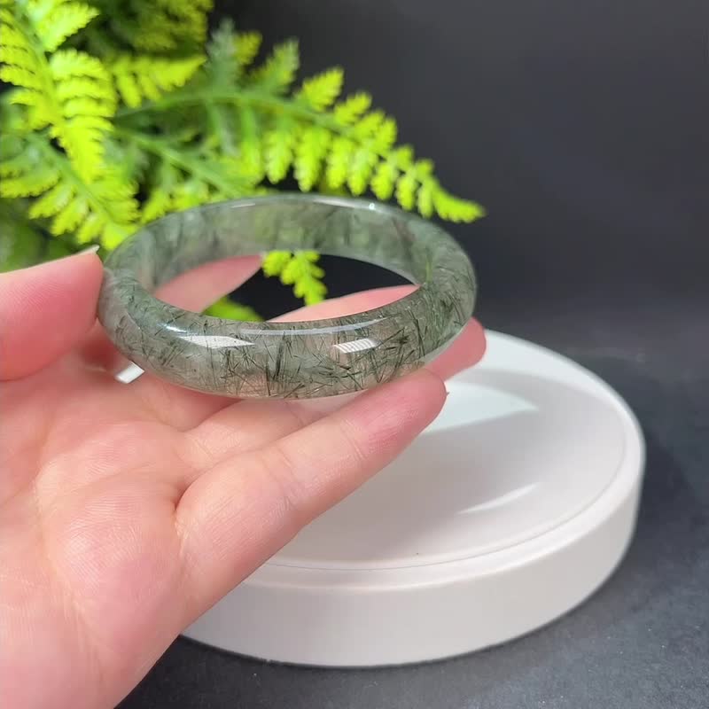 福利款 绿发晶手镯63MM 冰透绿色发丝水晶手环 事业顺利 激发斗志 - 手链/手环 - 水晶 绿色