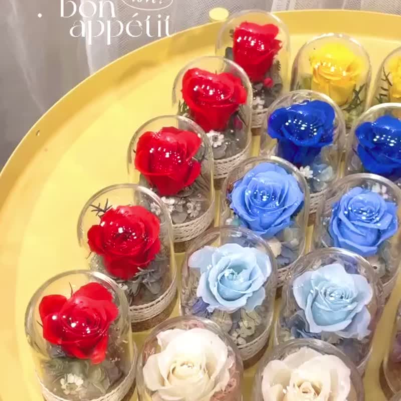 | 小梦境花艺 | 永生玫瑰花 玻璃器皿 日本大地农园永生小玫瑰 - 干燥花/捧花 - 植物．花 白色