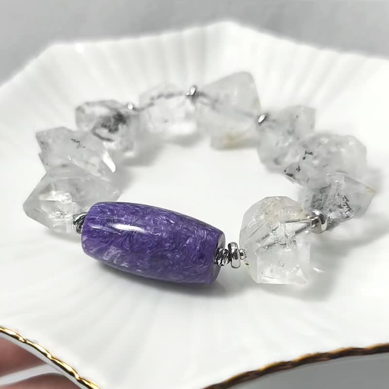 顶级紫龙晶 赫基蒙闪灵钻 智慧 招财 收藏 大宝石 手链 单品 礼物 - 手链/手环 - 宝石 紫色