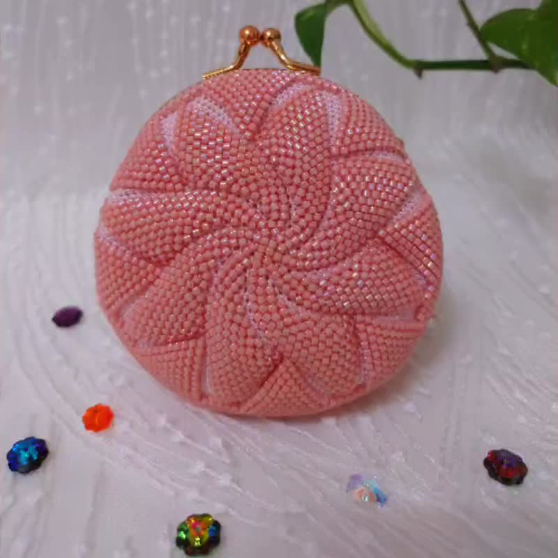 橘口金珠包 DIY 材料包 编织/钩针/口金珠包/零钱包/小零钱包 - 编织/刺绣/羊毛毡/裁缝 - 玻璃 多色