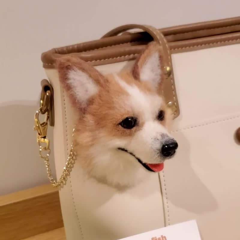 【客製羊毛毡】宠物大头挂饰 - 订制抱枕/饰品 - 羊毛 白色