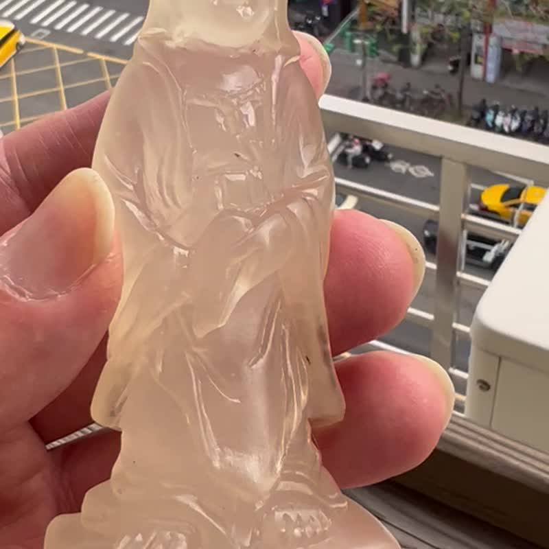 荔枝晶观音 寿山石 观世音菩萨 青海石 荔枝冻 荔枝晶 #山奇艺术 - 摆饰 - 玉石 白色