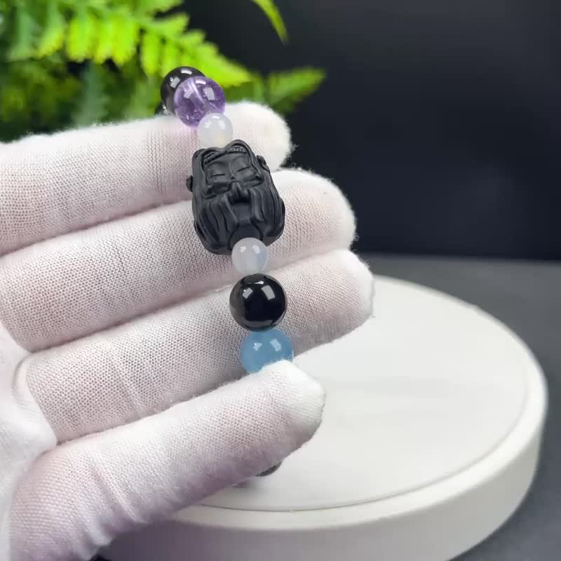 精品设计款多宝手串冰曜银曜石榴石海蓝宝紫水晶阿拉善玛瑙狐仙 - 手链/手环 - 半宝石 