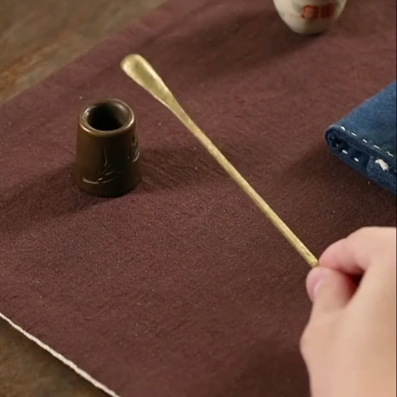 清竹, 手工制作纯铜盖置, 茶勺托, 壶盖托, 功夫茶配件, 茶具摆件 - 茶具/茶杯 - 铜/黄铜 