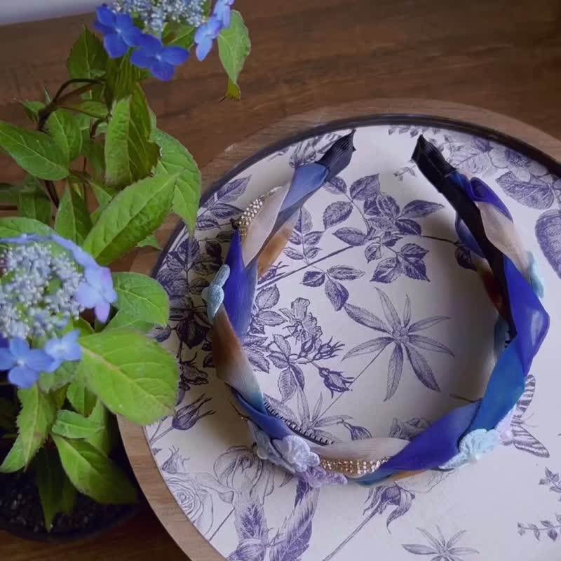 细工布花 绣球花和风布花 丝带发箍 - 发带/发箍 - 其他人造纤维 多色