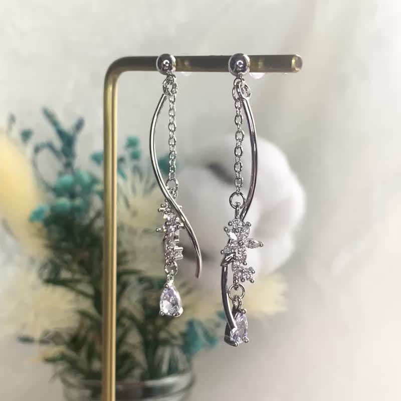 【气质系列】田园风花之国 防敏感耳环 - 耳环/耳夹 - 其他金属 银色