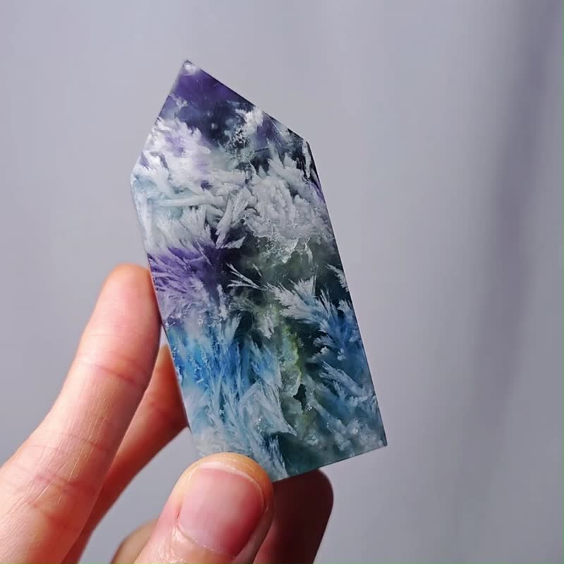 顶级 龙纹羽毛萤石 收藏级 稀有 龙行天下 招财 富贵 晶柱 单品 - 摆饰 - 宝石 蓝色