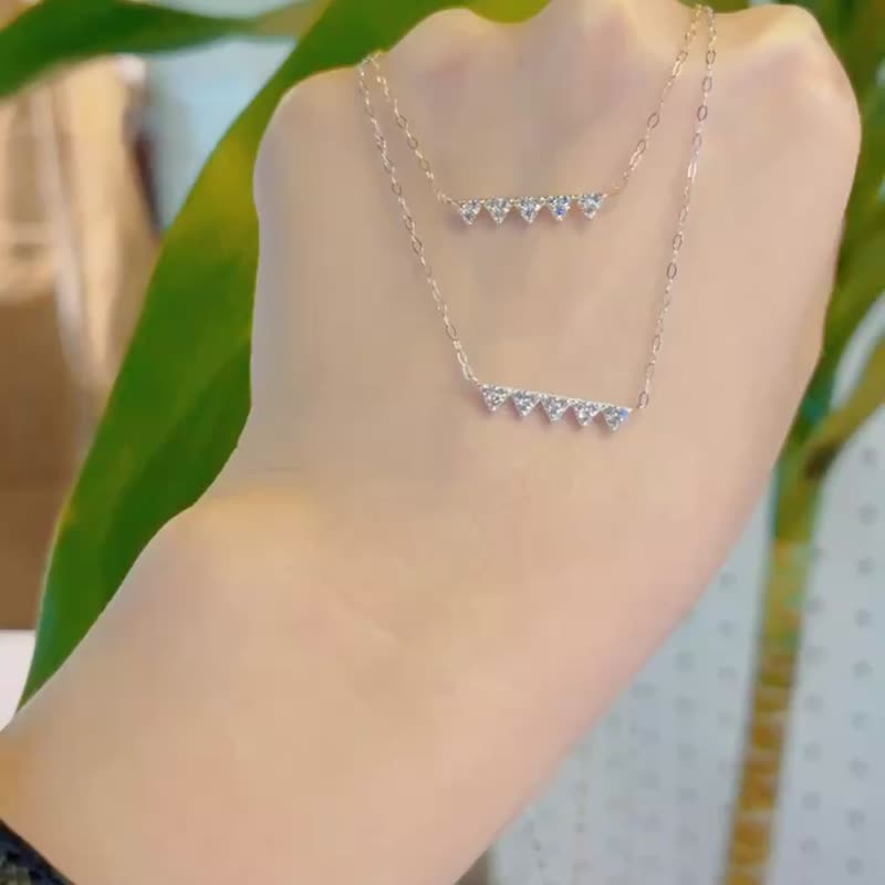 日本制 15分真钻 18k 白k金/黄k金 小怪兽项链 三角情人节 - 颈链 - 贵金属 金色