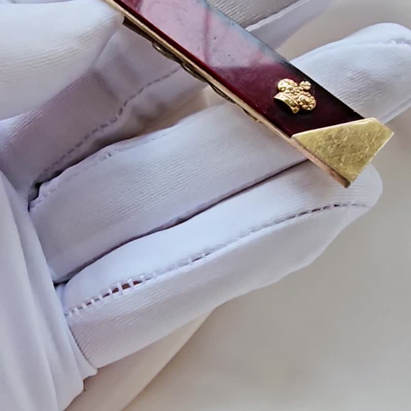 酒红金皇冠包金领带夹/男士首饰/vintage西洋古董饰品 - 领带/领带夹 - 其他金属 