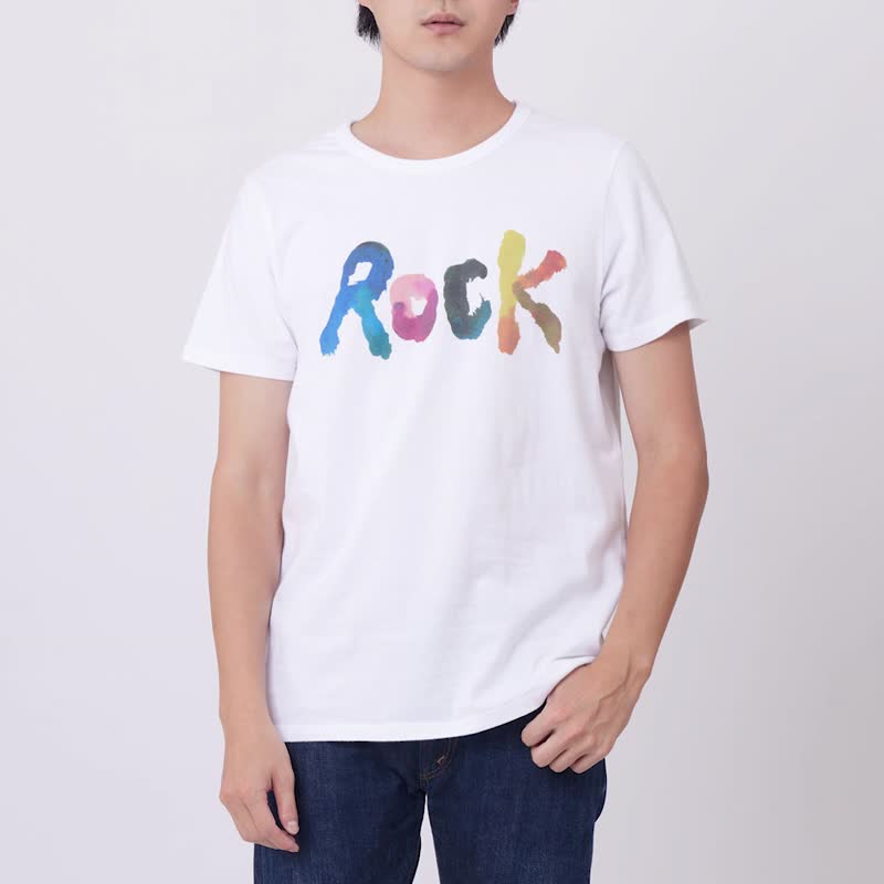 ROCK夏日摇滚 蜜桃棉 男T - 男装上衣/T 恤 - 棉 白色