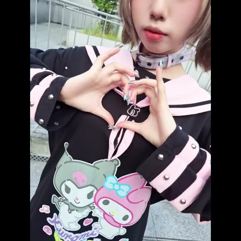 原创三丽鸥SANRIO授权酷洛米美乐蒂友谊笔记兔耳短袖水手服JJ5062 - 女装 T 恤 - 棉 橘色