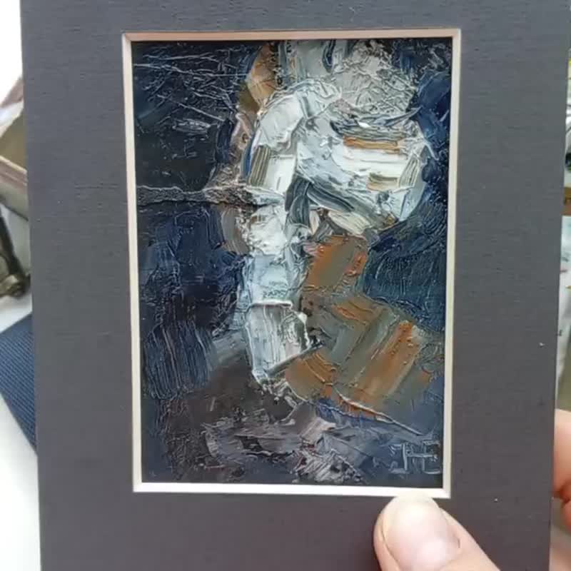 ACEO 原创艺术油画抽象肖像。收藏级微型 2.5x3.5 英寸 - 墙贴/壁贴 - 纸 多色