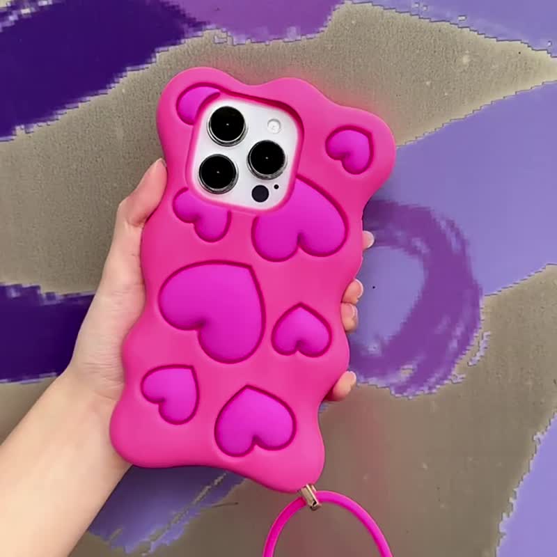 【Candies】iPhone 15 系列 - Happy & Free 爱心手机壳 蓝 母亲节 - 手机壳/手机套 - 硅胶 蓝色