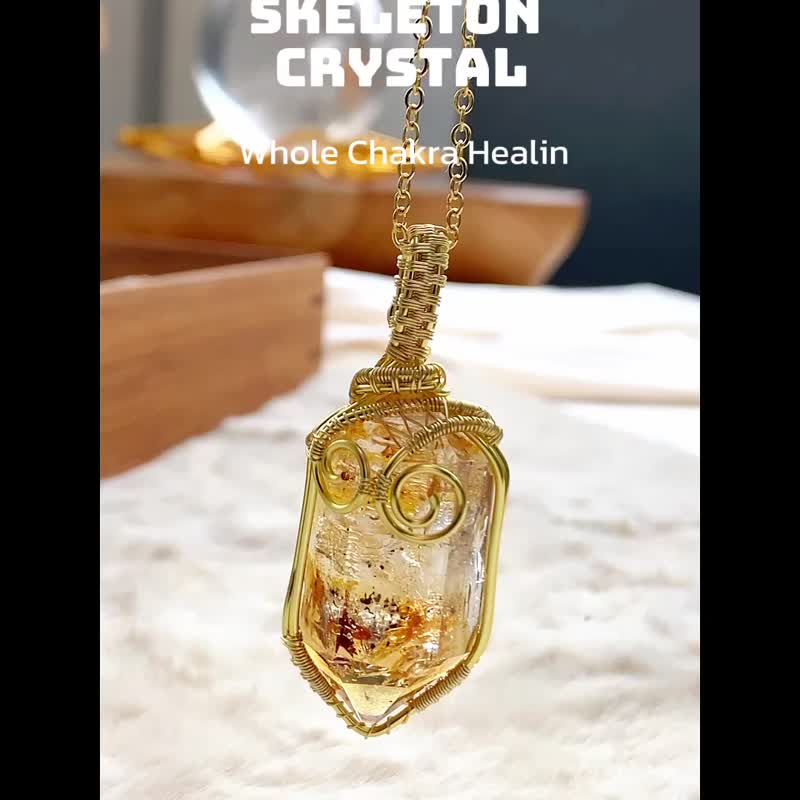 【闪灵钻】天然双尖形水晶项链 / 定制吊饰挂件 - 项链 - 宝石 金色