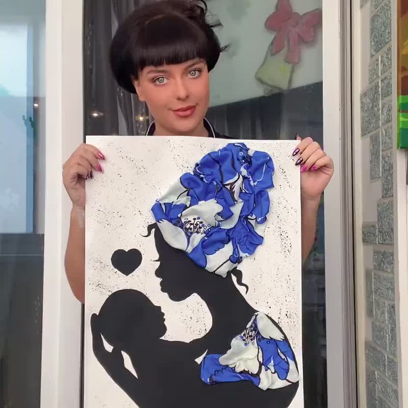 黑人女王绘画女性原创艺术非洲裔美国艺术黑人女性肖像艺术丙烯酸 - 海报/装饰画/版画 - 纸 黑色