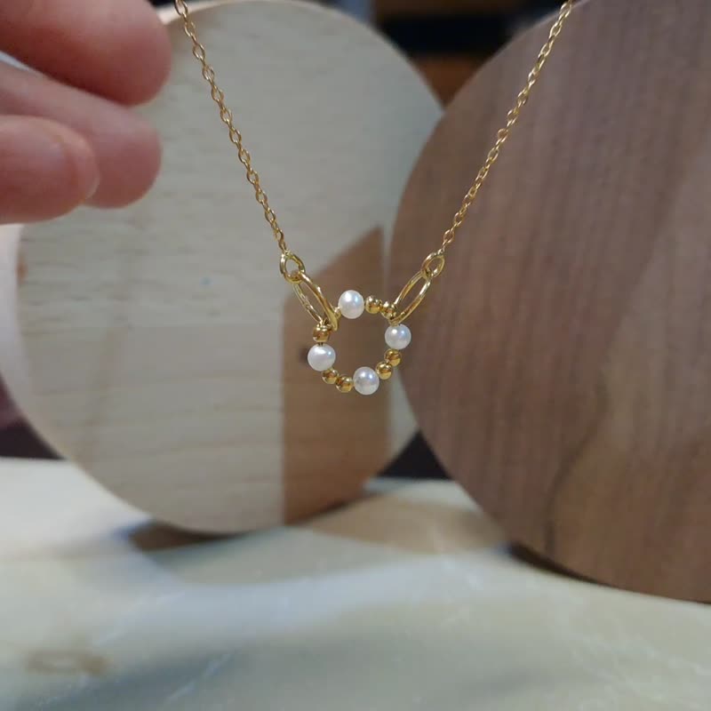 淡水珍珠串珠项链 银项链  choker 项链  珍珠 - 项链 - 纯银 银色