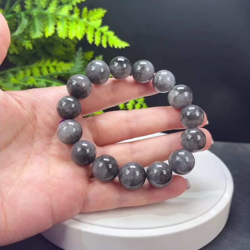 极光23水晶手串 世上最古老 黑色 聚宝盆 14mm 能量单圈水晶手链 - 手链/手环 - 水晶 黑色