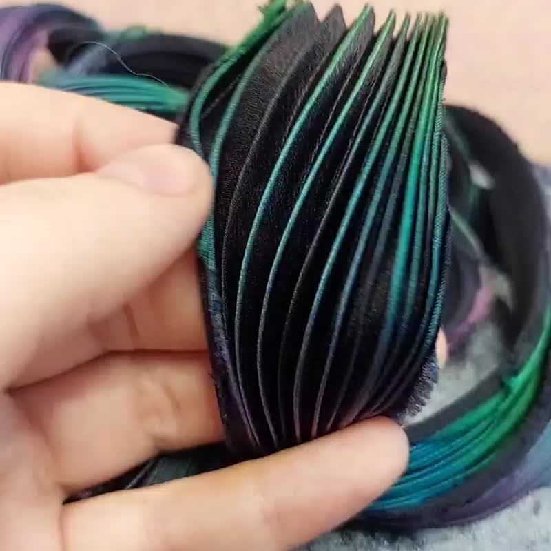 30 cm 1/3 yd Pure Silk Shibori Ribbon Handmade Natural Silk pleating fabric - 编织/刺绣/羊毛毡/裁缝 - 丝．绢 