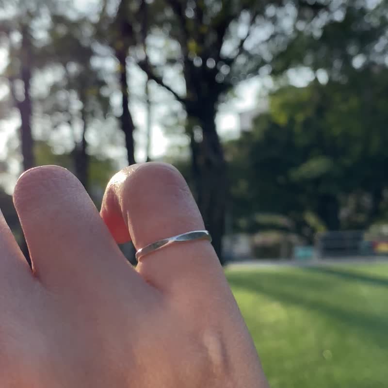 波光粼粼 - 纯银戒指 细戒 不规则戒 尾戒 指节戒 定制化礼物 - 戒指 - 纯银 银色