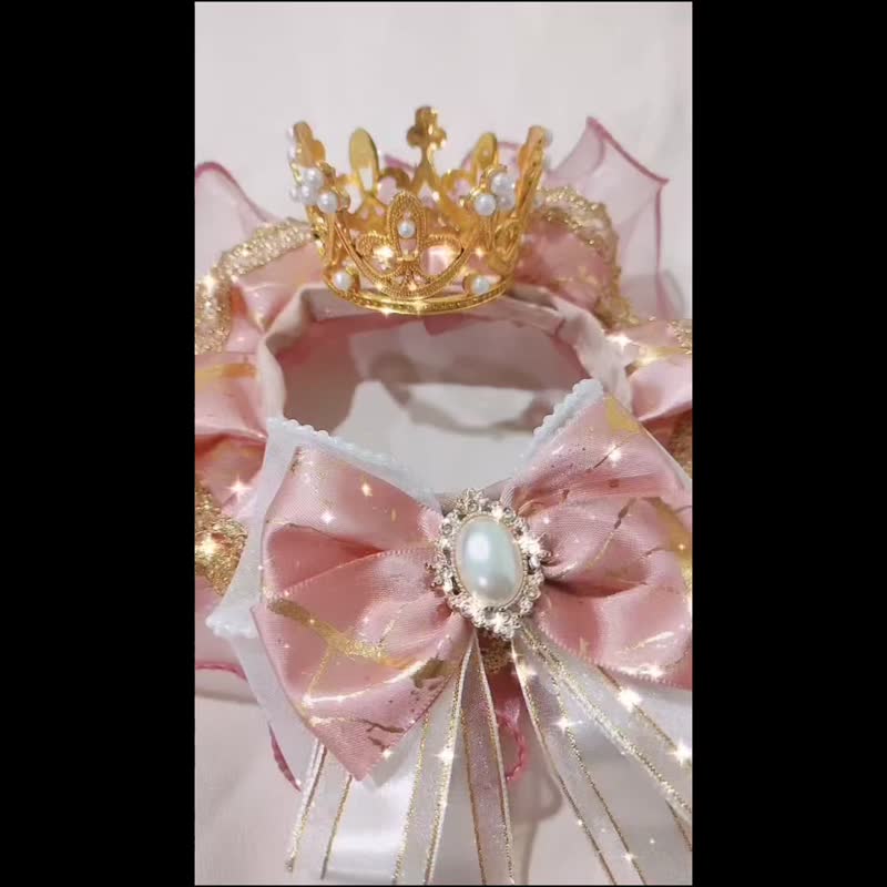 花之圆舞曲。花边项圈 - 粉色丨猫兔狗 宠物领巾 项圈 颈圈 - 项圈/牵绳 - 其他材质 粉红色