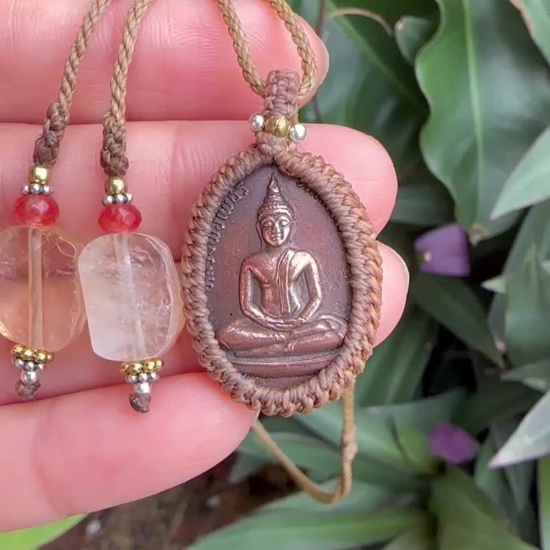 护身符 佛陀 编绳项链 1861 - 项链 - 其他金属 咖啡色