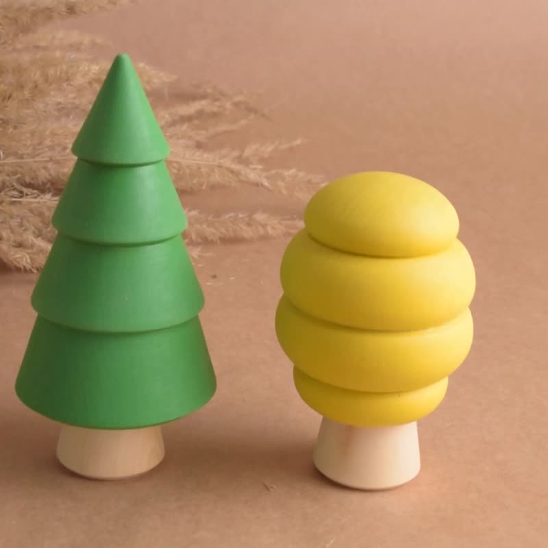 带钉娃娃的木树玩具组 小人物像 彩虹林地 - 玩具/玩偶 - 木头 多色