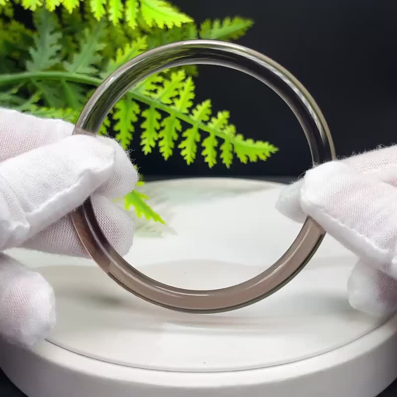 高品质 玻璃体茶晶手镯 62MM 冰透仙女条烟晶手环 稳定脉轮冷静 - 手链/手环 - 水晶 