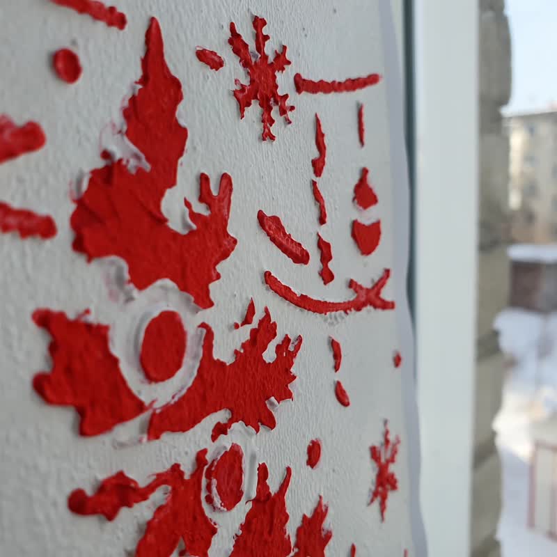 松画俄克拉荷马州假日原创艺术树圣诞节圣诞老人墙艺术 - 海报/装饰画/版画 - 其他材质 