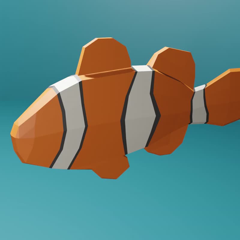 鱼尼莫，3d 模型，PaperCraft，LowPoly - 图文模板设计 - 其他材质 